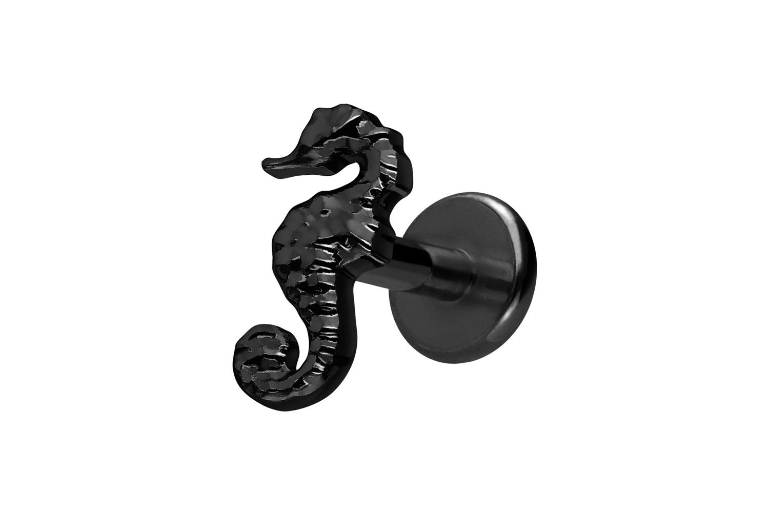 Titan Labret Piercing mit Innengewinde SEEPFERDCHEN